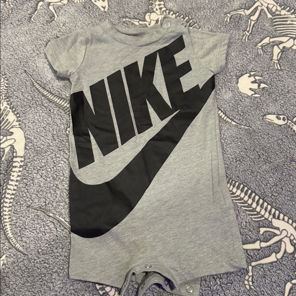 Nike Infant Gray Romper with Black Logo
